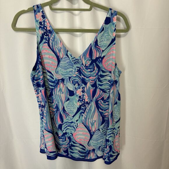 Lilly Pulitzer Florin Reversible Tank Twilight Blue Scale Up Sz M NWOT Preppy - Picture 4 of 7